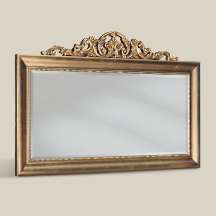 Klassischer rechteckiger Spiegel aus Blattgoldholz Made in Italy - Ibiscos Viadurini