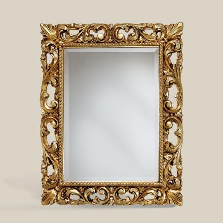 Klassischer rechteckiger Spiegel mit Blattgoldrahmen Made in Italy - Precious Viadurini