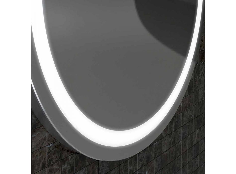 Spiegel mit Edelstahlkanten und Charly LED-Leuchten im modernen Design Viadurini