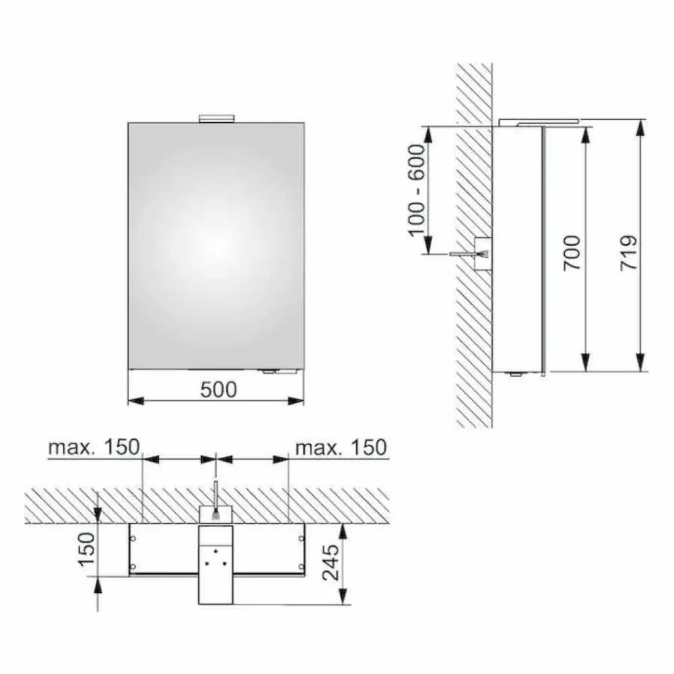 Wandspiegel mit Flügeltür und LED-Beleuchtung - Ratsche Viadurini