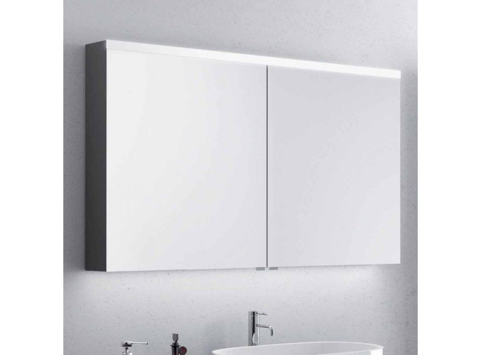 2-türiger Badezimmerspiegel mit LED, modernes Design, Carol Viadurini