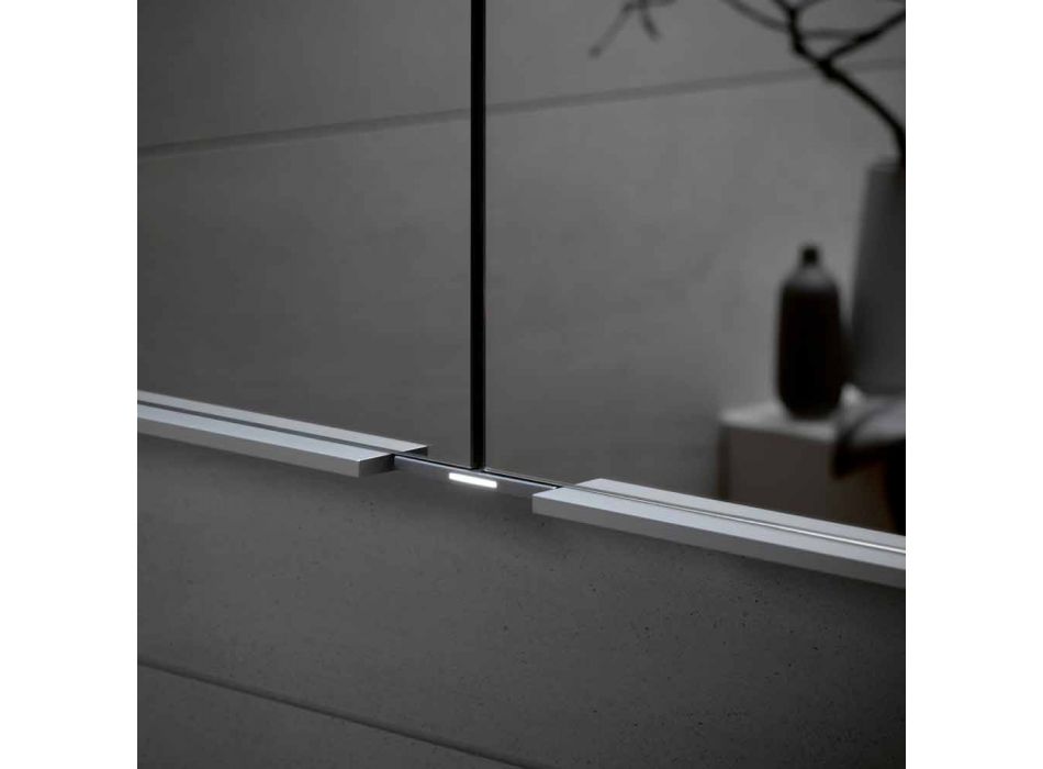 Moderner Einbau-Spiegelschrank aus silber lackiertem Aluminium - Demon Viadurini