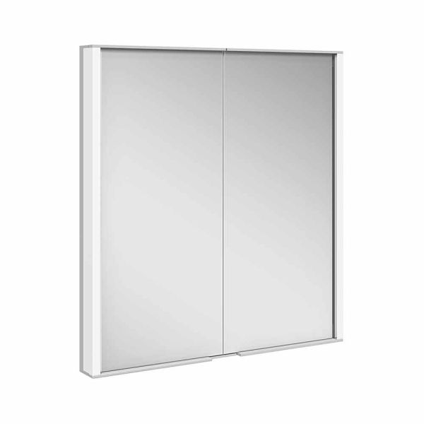 Spiegelschrank aus silber lackiertem aluminium, modern - demon