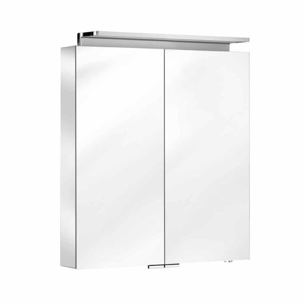 Wandspiegel mit 2 türen mit led-licht und steckdosen - bramo