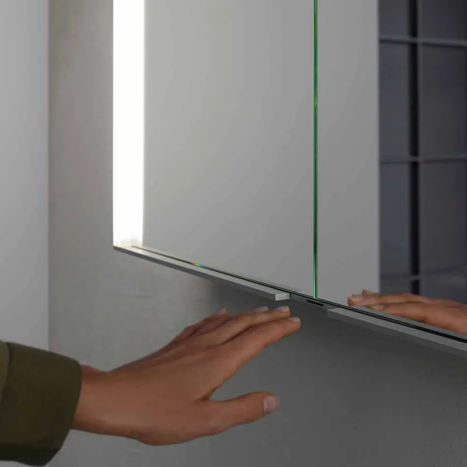 Wandspiegel aus Aluminium mit LED-Beleuchtung - Demon Viadurini