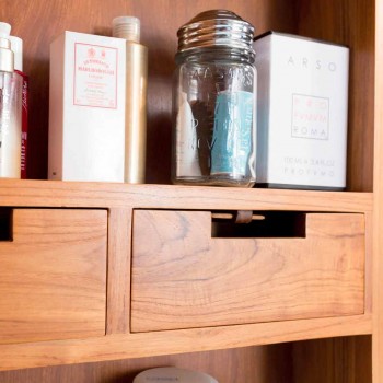 Wand-Badezimmerspiegel aus natürlichem Teakholz