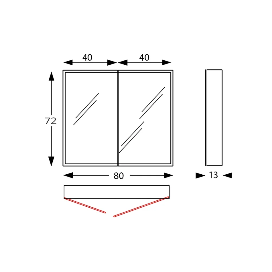 Spiegelbehälter aus Holz mit Doppelspiegel und Lichtern, hergestellt in Italien – Darwin Viadurini