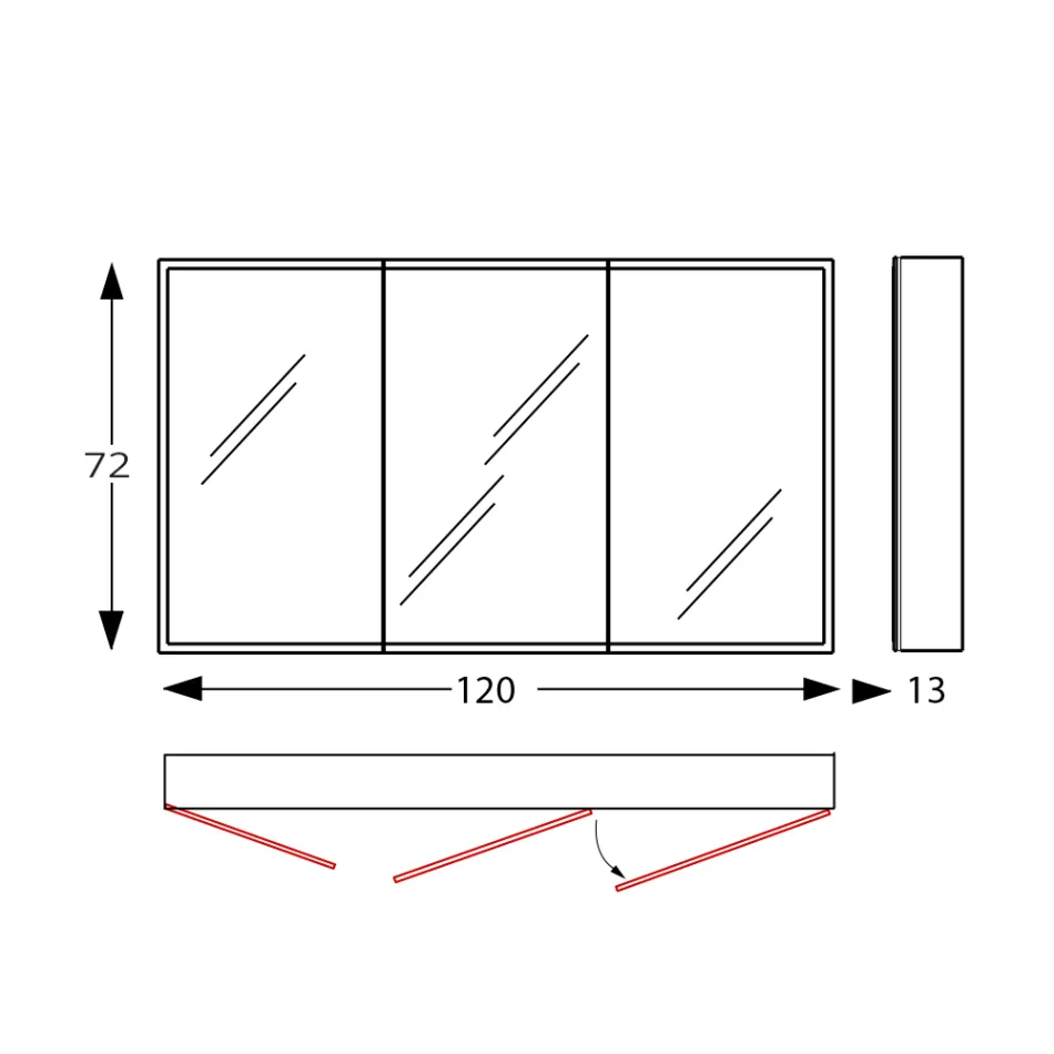 Spiegelbehälter aus Holz mit Doppelspiegel und Lichtern, hergestellt in Italien – Darwin Viadurini