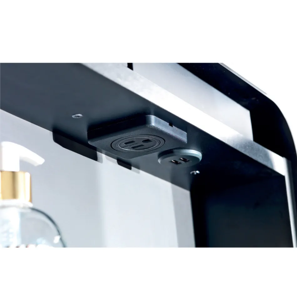 Spiegelbehälter aus Metall mit doppelter Spiegeltür und Lichtern, hergestellt in Italien – Jane Viadurini