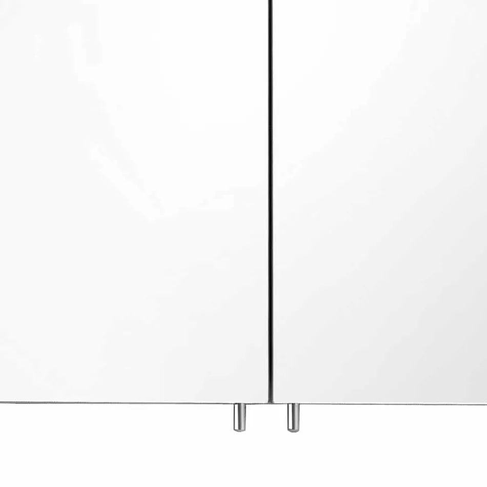 Moderner Containerspiegel mit 2 Türen aus silber lackiertem Aluminium - Alfio Viadurini