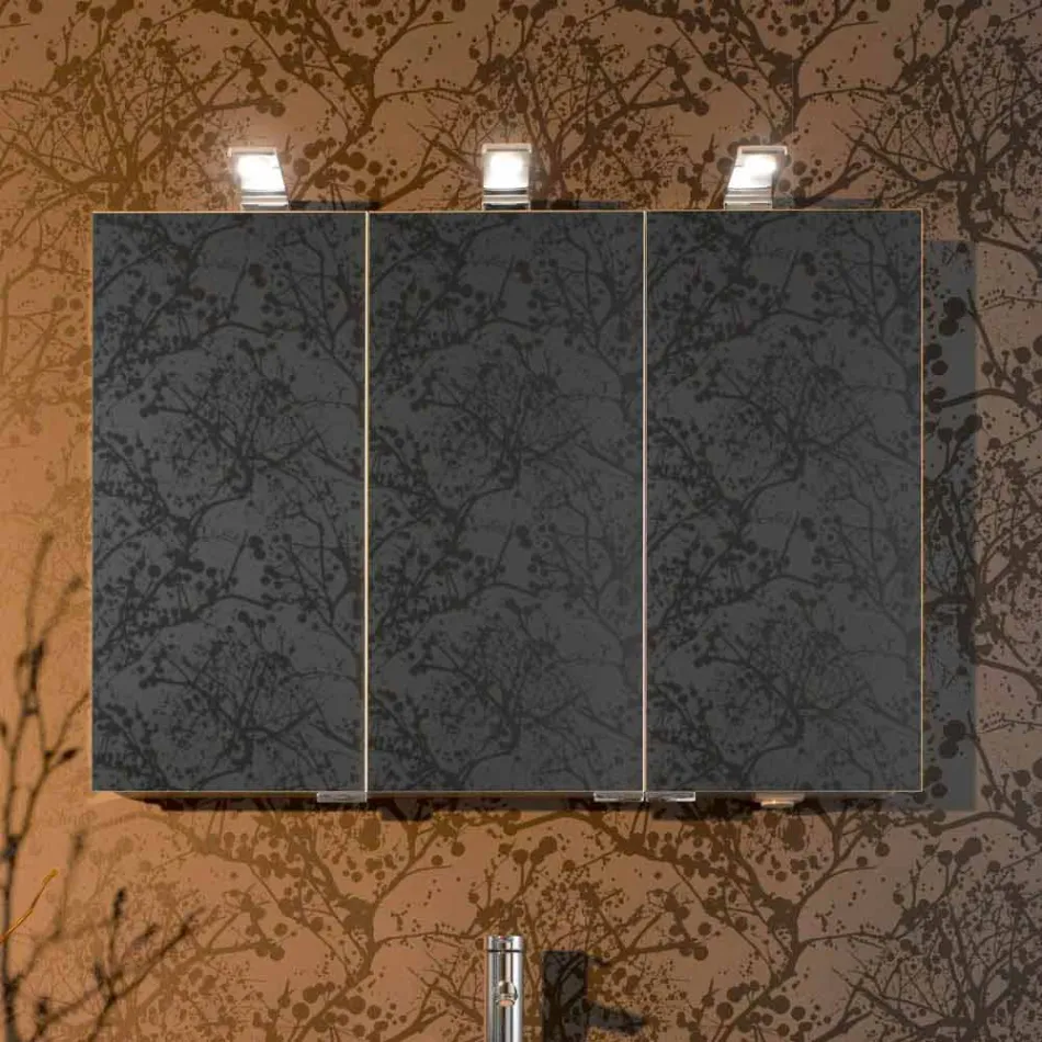 Moderner Containerspiegel mit 3 Kristalltüren und 3 LED-Leuchten - Maxi Viadurini