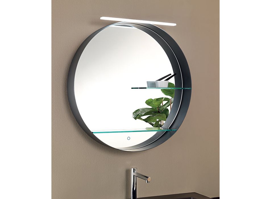 Badezimmerspiegel aus Metall mit 2 Glasböden, hergestellt in Italien – Einstein Viadurini