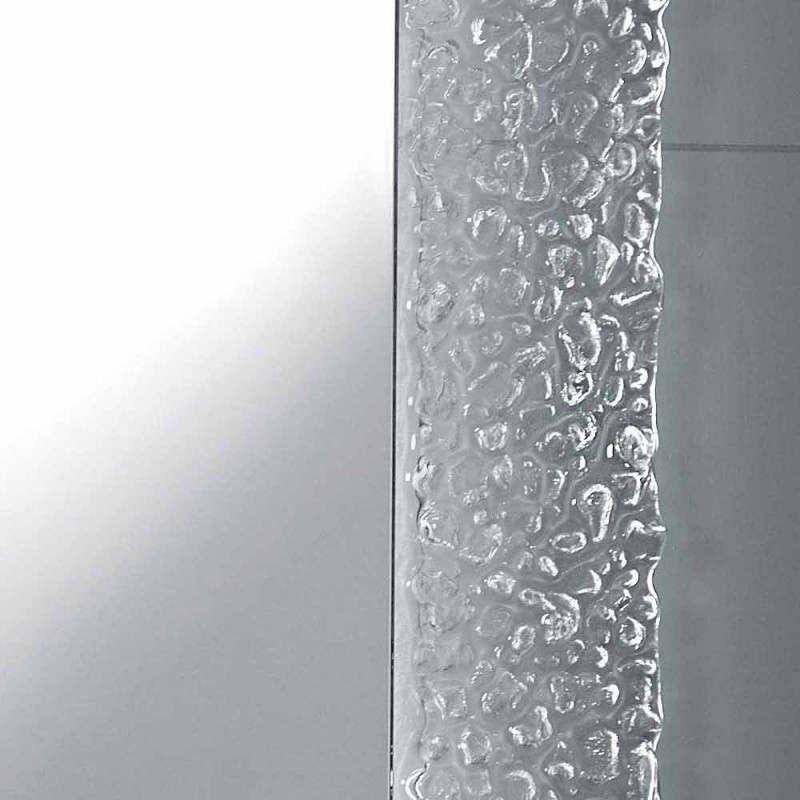 Moderner Badezimmerspiegel mit Glasrahmendekoration und LED-Tara-Lichtern