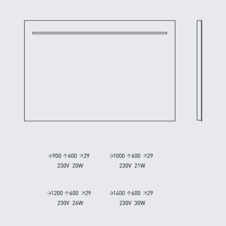 Moderner Wandspiegel mit LED-Licht und Stahlrahmen Made in Italy - Yutta Viadurini