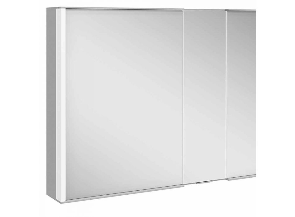 Moderner Wandspiegel mit 3 Türen aus silber lackiertem Aluminium - Demon Viadurini