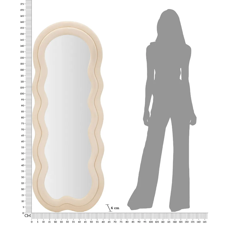 Wandspiegel mit MDF-Rahmen und Samtbezug - Weiß Viadurini