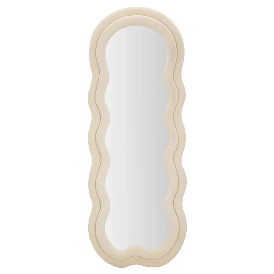 Wandspiegel mit MDF-Rahmen und Samtbezug - Weiß Viadurini