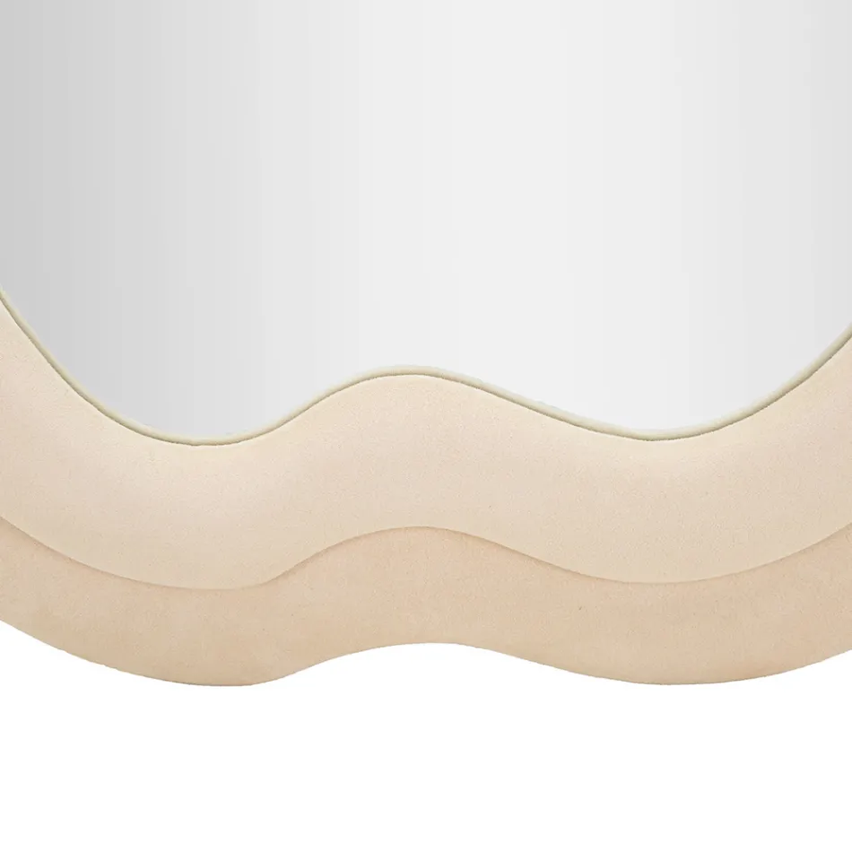 Wandspiegel mit MDF-Rahmen und Samtbezug - Weiß Viadurini