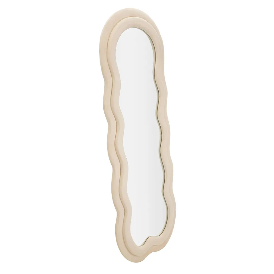 Wandspiegel mit MDF-Rahmen und Samtbezug - Weiß Viadurini