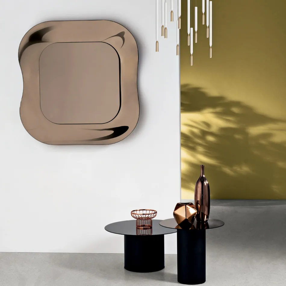 Wandspiegel mit Rahmen aus Fusingglas, hergestellt in Italien – Adored Viadurini