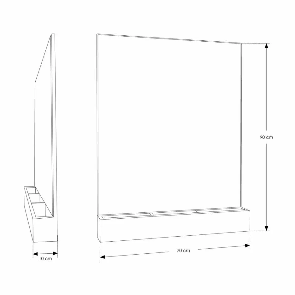 Wandspiegel mit Struktur und Ablagefach aus Teakholz - Palima Viadurini