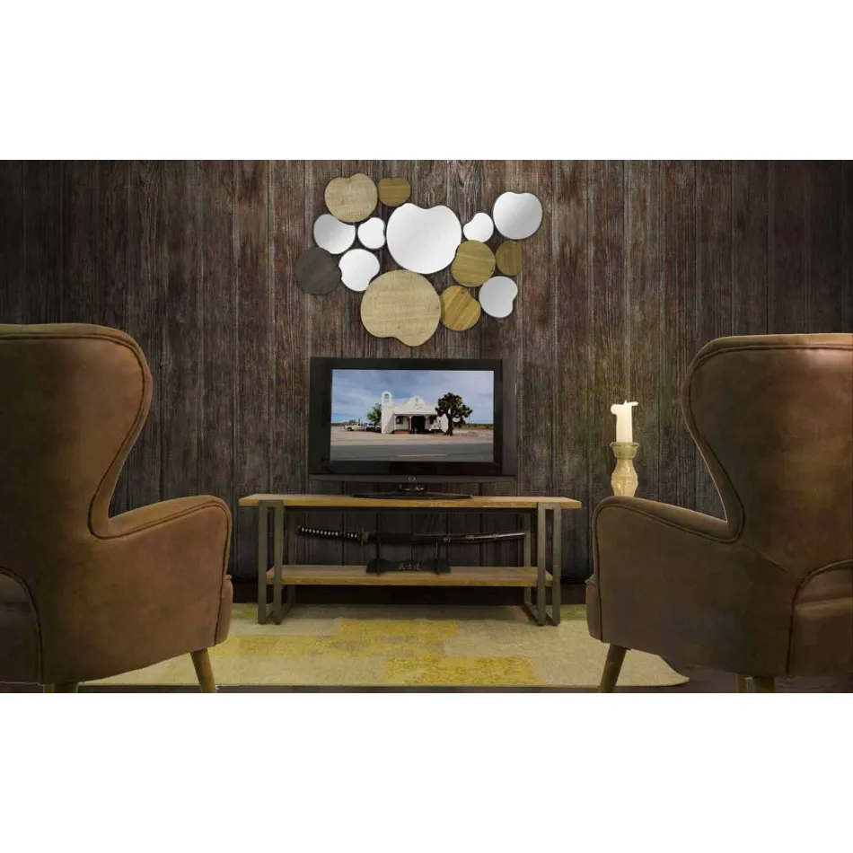 Wandspiegel im modernen Design aus Holz und Eisen - Ortensio Viadurini