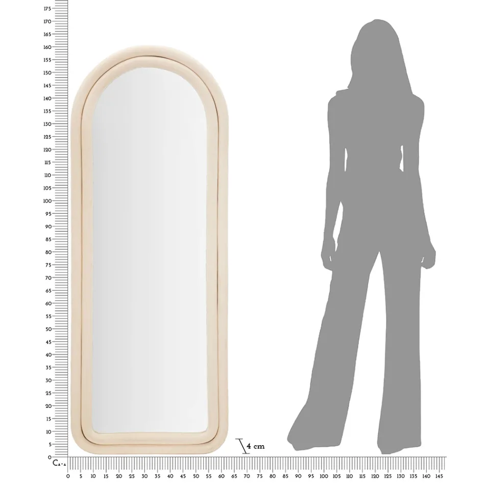 Samtbezogener MDF-Wandspiegel mit gewölbter Oberseite - Jessica Viadurini