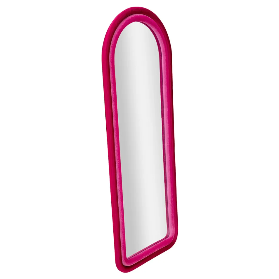 Samtbezogener MDF-Wandspiegel mit gewölbter Oberseite - Jessica Viadurini