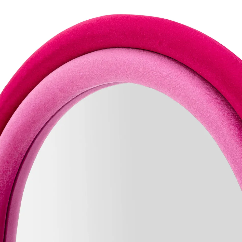 Samtbezogener MDF-Wandspiegel mit gewölbter Oberseite - Jessica Viadurini