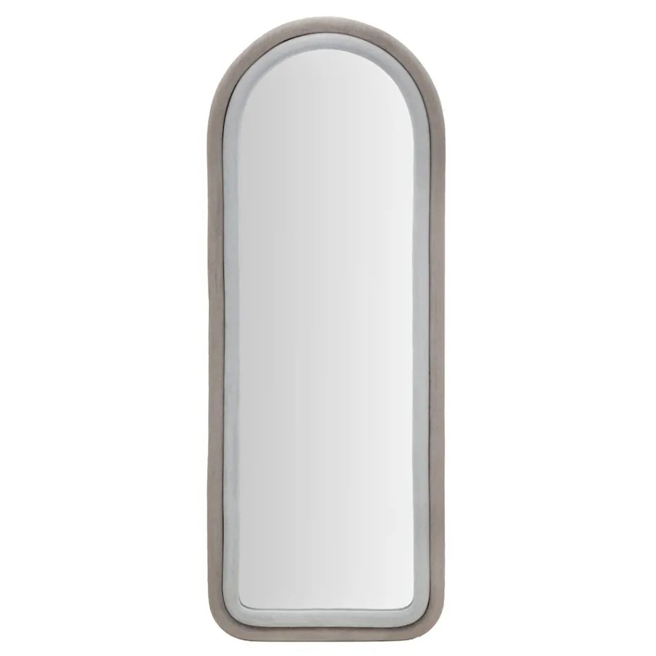 Samtbezogener MDF-Wandspiegel mit gewölbter Oberseite - Jessica Viadurini