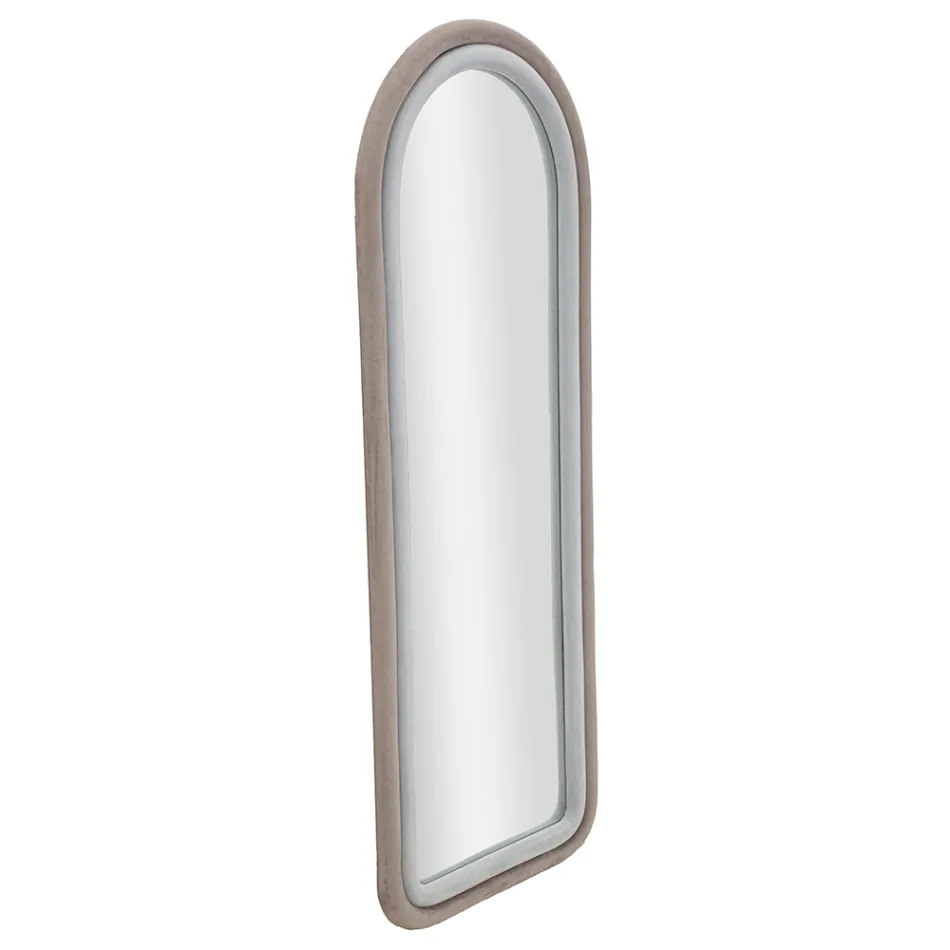 Samtbezogener MDF-Wandspiegel mit gewölbter Oberseite - Jessica Viadurini