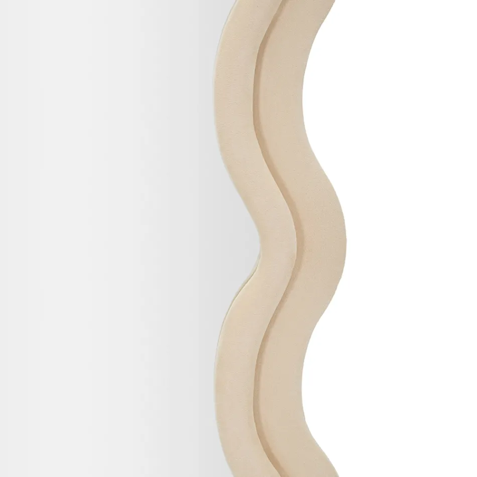 Wandspiegel aus MDF mit Samtbezug und Wellenlinien - Sheldon Viadurini
