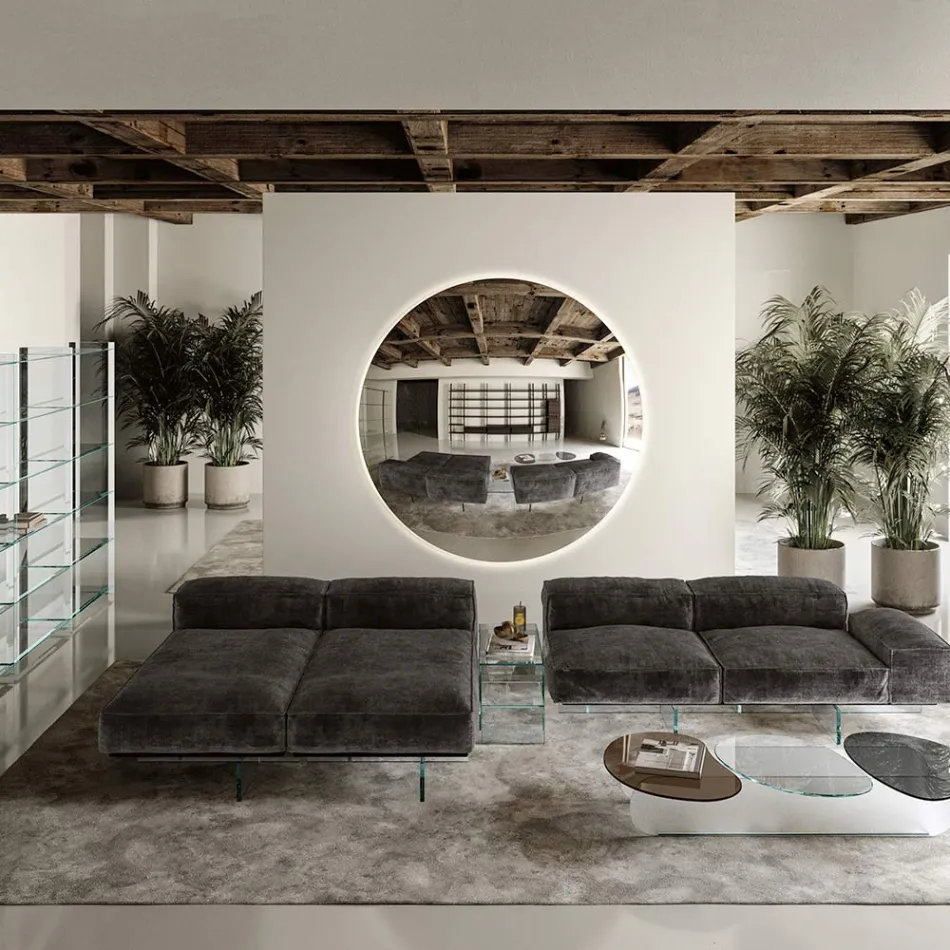 Wandspiegel aus gebogenem konvexem Glas in verschiedenen Ausführungen - Hell Viadurini