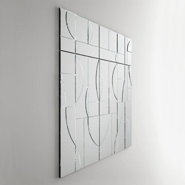 Modularer wandspiegel mit holzstruktur made in italy - saetta