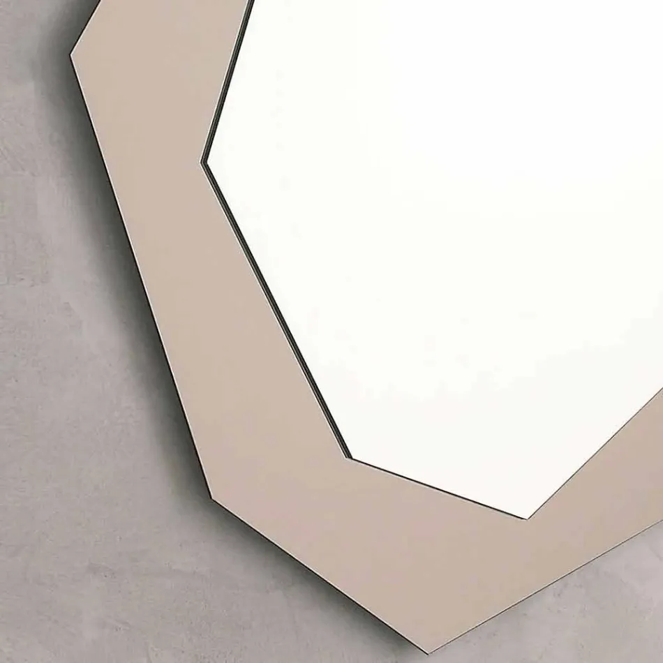 Geformter Wandspiegel mit Glasrahmen Made in Italy - Chlor Viadurini