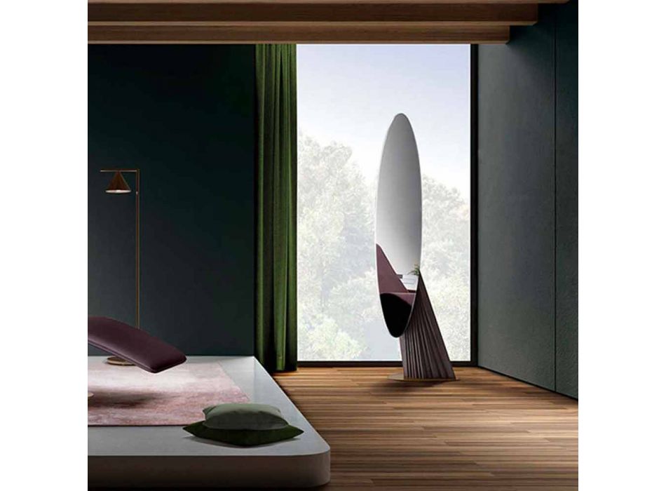 Design Bodenspiegel aus Eschenholz und Metall Made in Italy - Cuspide Viadurini