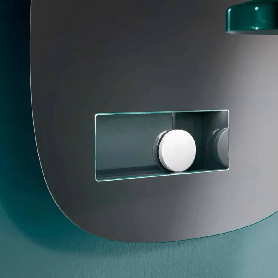 Dekorativer Wandspiegel in Rauchoptik mit schwarzem Designfach - Matrix Viadurini