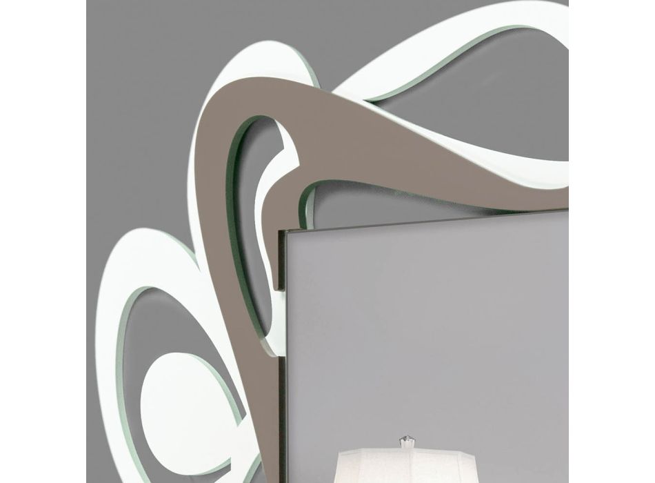 Großer dekorativer Wandspiegel im modernen Design in Weiß und Kakao – Bocchio Viadurini