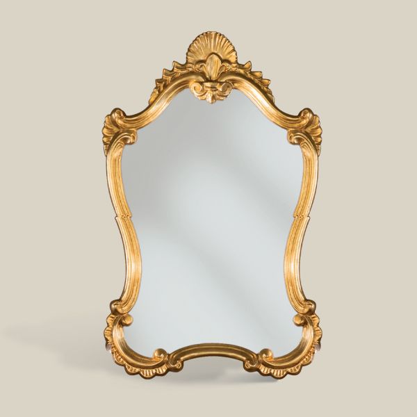 Klassischer blattgoldspiegel mit geformtem rahmen made in italy - precious