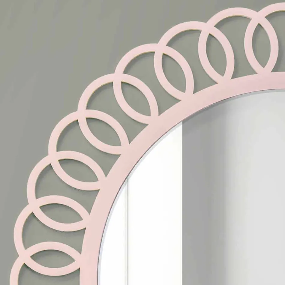Großer Wandspiegel aus dekorativem und modernem Design in Pink Wood - Crown Viadurini