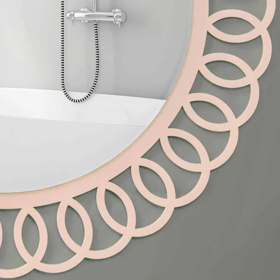 Großer Wandspiegel aus dekorativem und modernem Design in Pink Wood - Crown Viadurini