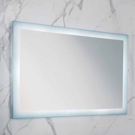 Moderner Spiegel mit Milchglaskanten, LED-Beleuchtung, Ady Viadurini