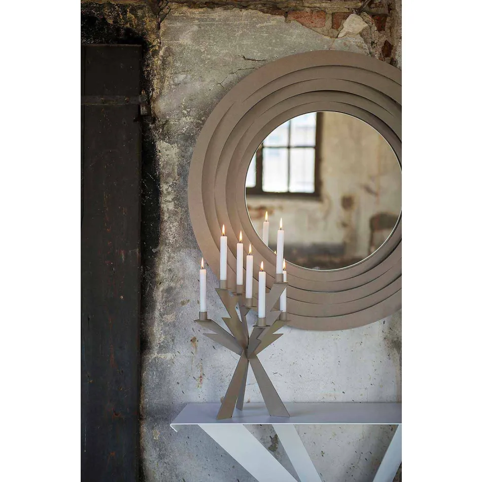 Moderner runder Wandspiegel aus farbigem Eisen Made in Italy - Oregano Viadurini