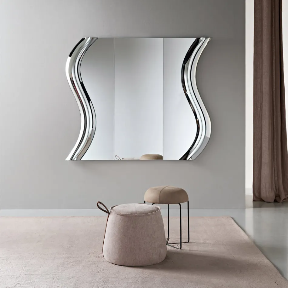Modularer Spiegel mit Einsatz aus Fusionsglas, hergestellt in Italien - Sorya Viadurini