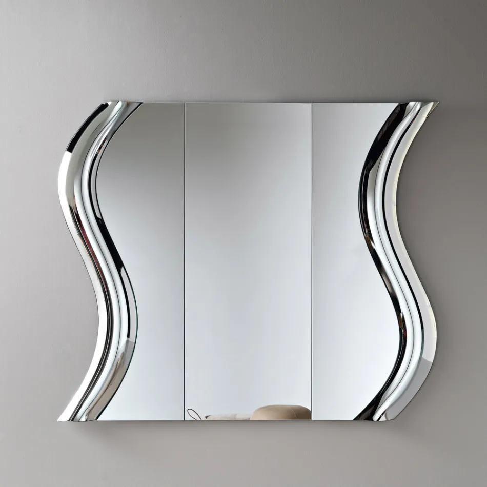 Modularer Spiegel mit Einsatz aus verschmolzenem Glas, hergestellt in Italien - Sorya Viadurini