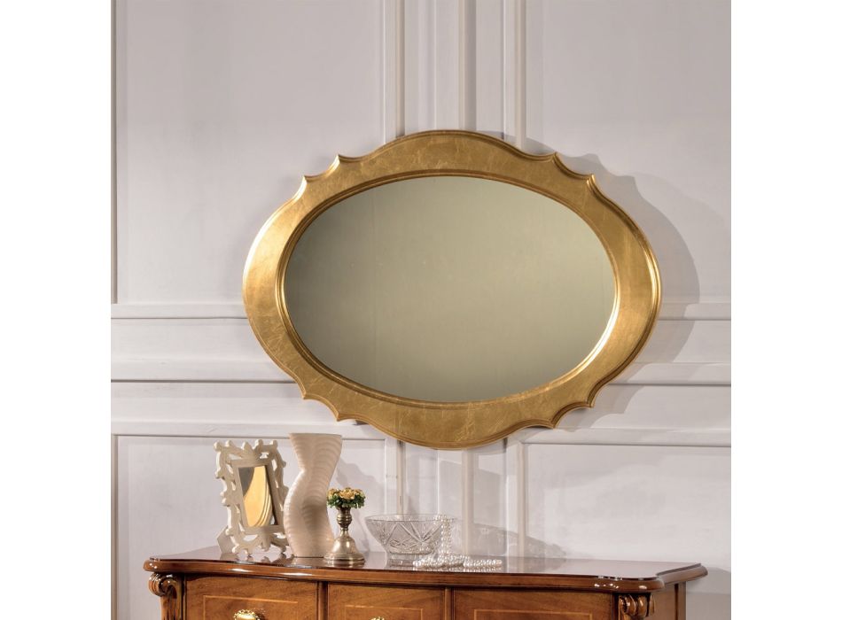Ovaler Spiegel mit Blattgoldrahmen Made in Italy - Florenz Viadurini