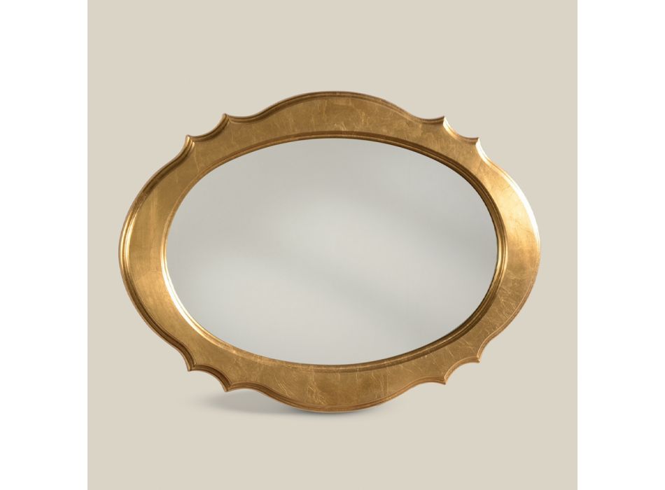 Ovaler Spiegel mit Blattgoldrahmen Made in Italy - Florenz Viadurini