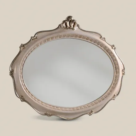 Ovaler Spiegel im klassischen Stil aus antikem Silberholz Made in Italy - Florenz Viadurini
