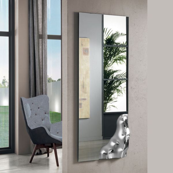 Rechteckiger spiegel mit ecke aus fusingglas, hergestellt in italien - adelinda