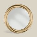 Runder Spiegel mit luxuriösem goldenem Holzrahmen Made in Italy - Adelin